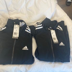 Womens Adidas Track Top Jacket Black with white stripes